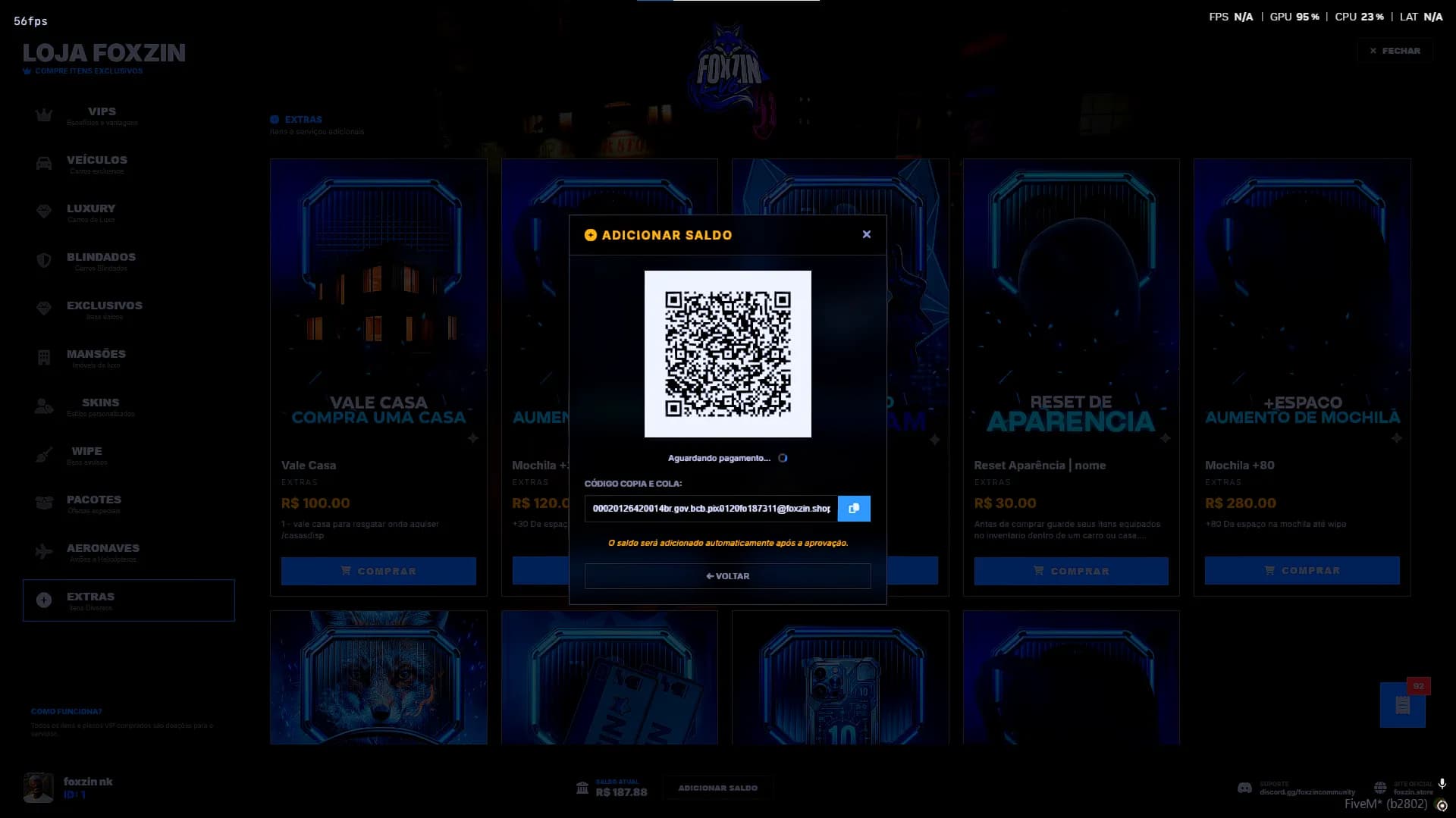 Loja vip dentro do jogo v6 - Script FiveM